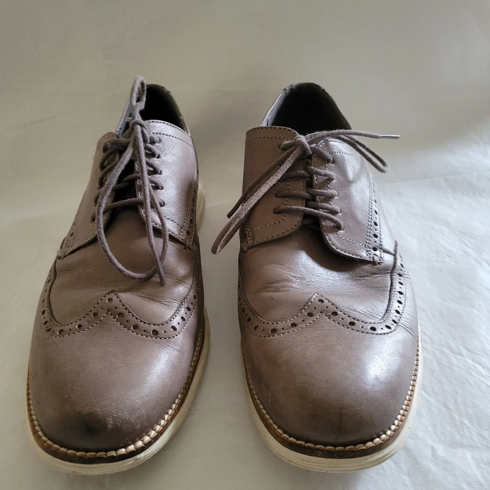 COLE HAAN Zerogrand Wingtip Gray Blue Leather Lace Up Oxford Size 10 wide